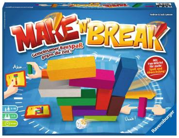 Ravensburger 26750 - Make 'n' Break - Gesellschaftsspiel für die ganze Familie mit Bausteinen - 160 neuen Aufgaben